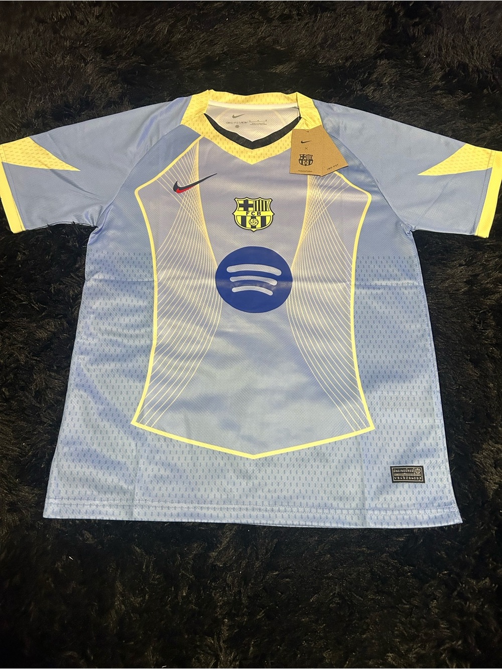 Nike Light Blue and Yellow FC Barcelona Soccer Jersey